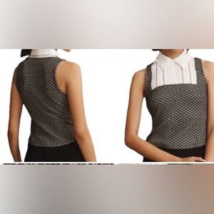 Maeve Geometric Blouse Sz Large tuxedo